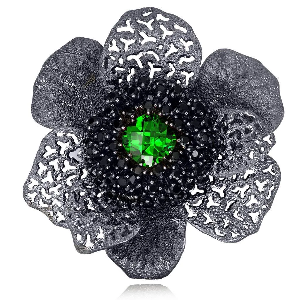 Silver Coronaria Brooch/Pendant with Swarovski Crystal