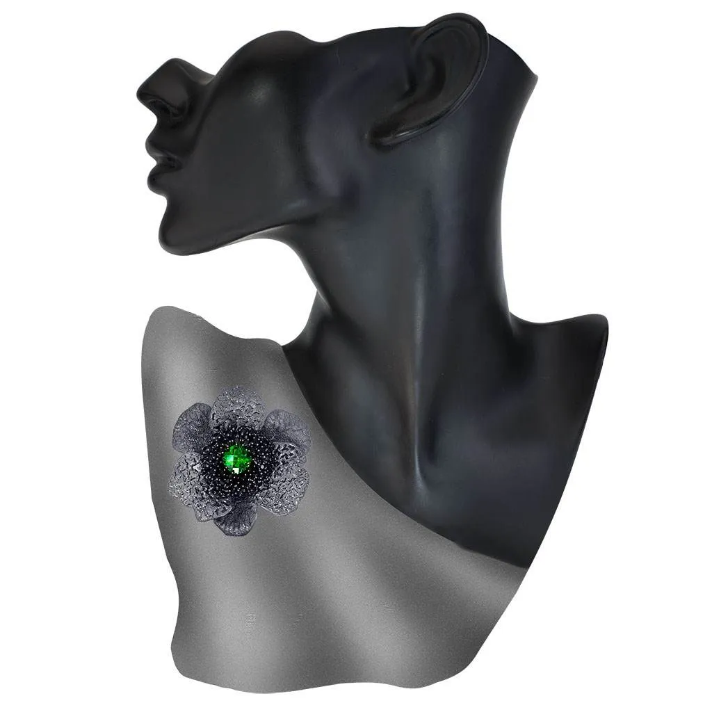 Silver Coronaria Brooch/Pendant with Swarovski Crystal