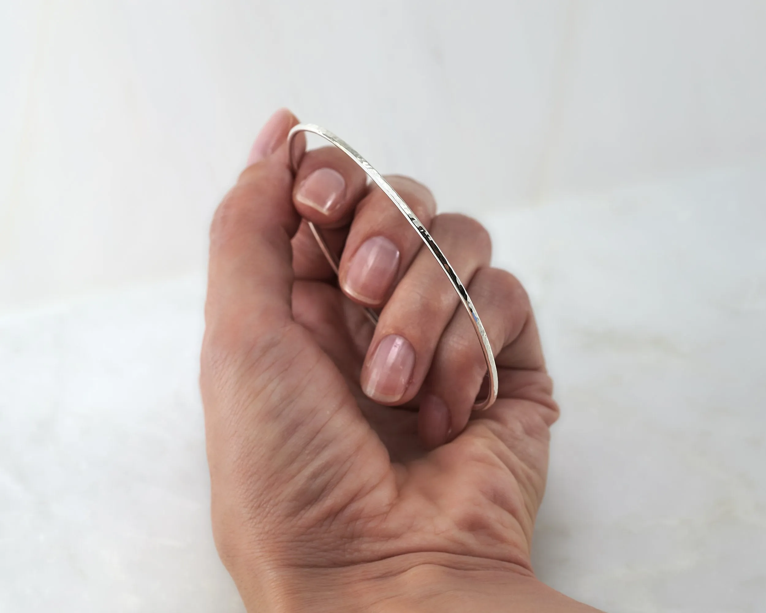 Silver Hammered Bangle