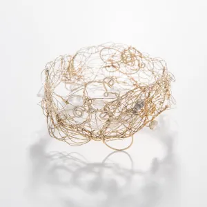 Silver Line & Stone Bangle