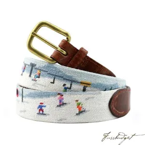 Ski Scene Needlepoint Belt