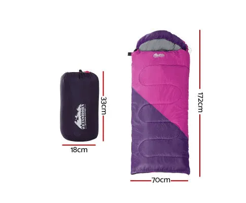 Sleeping Bag Bags Kid 172cm Camping Hiking Thermal Pink