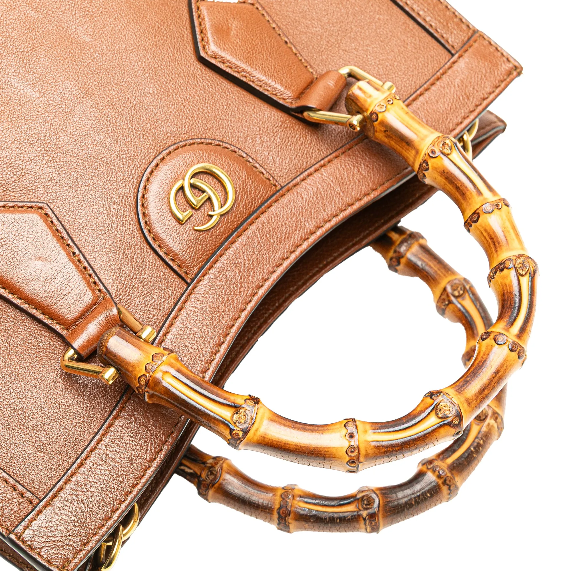 Small Leather Bamboo Diana Satchel
