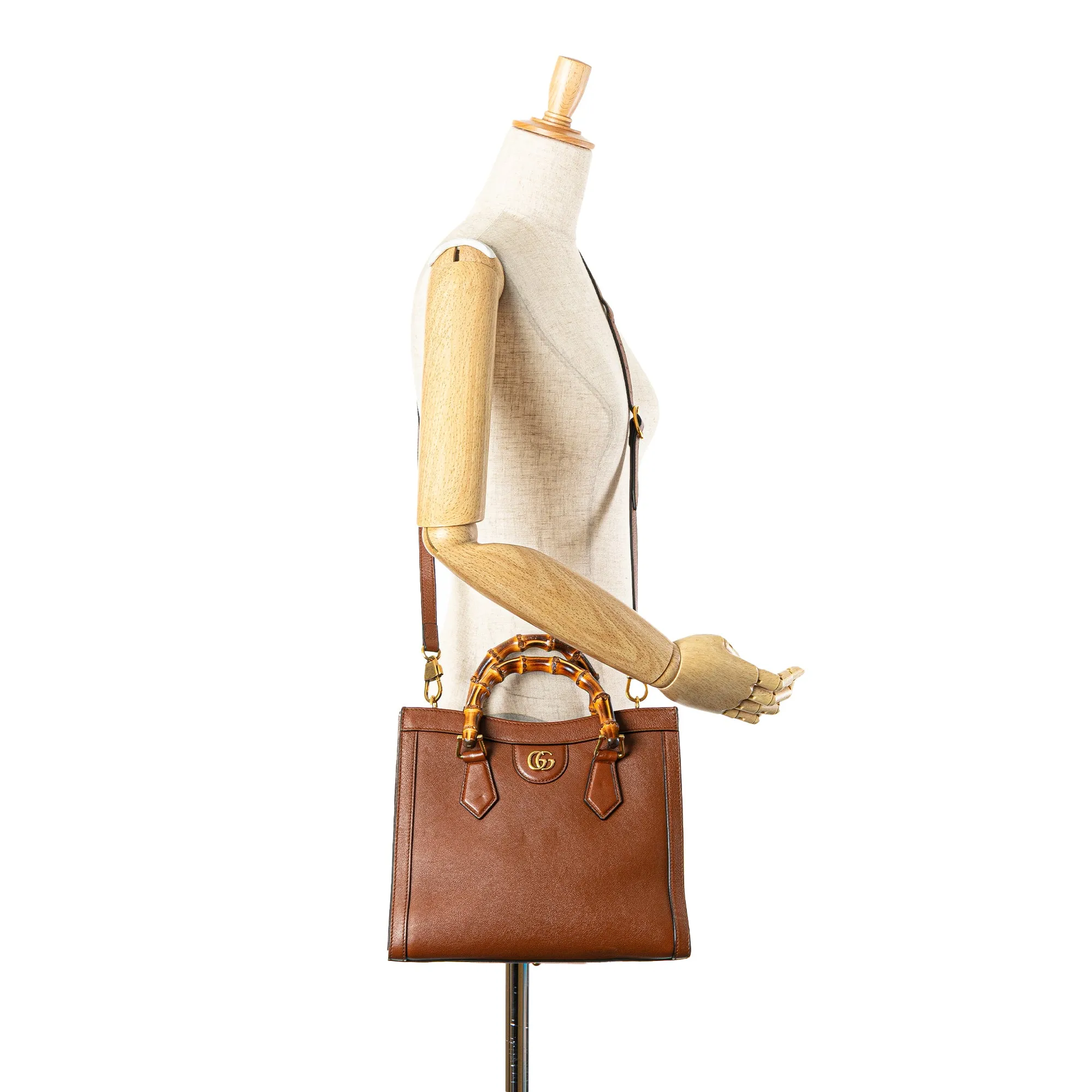 Small Leather Bamboo Diana Satchel