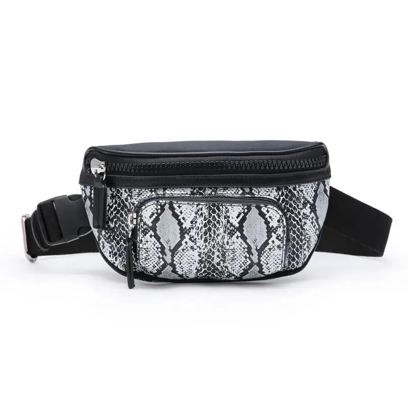 Snake Print Mini Fashion Bag with Chic Embossing - Trendy Animal Pattern