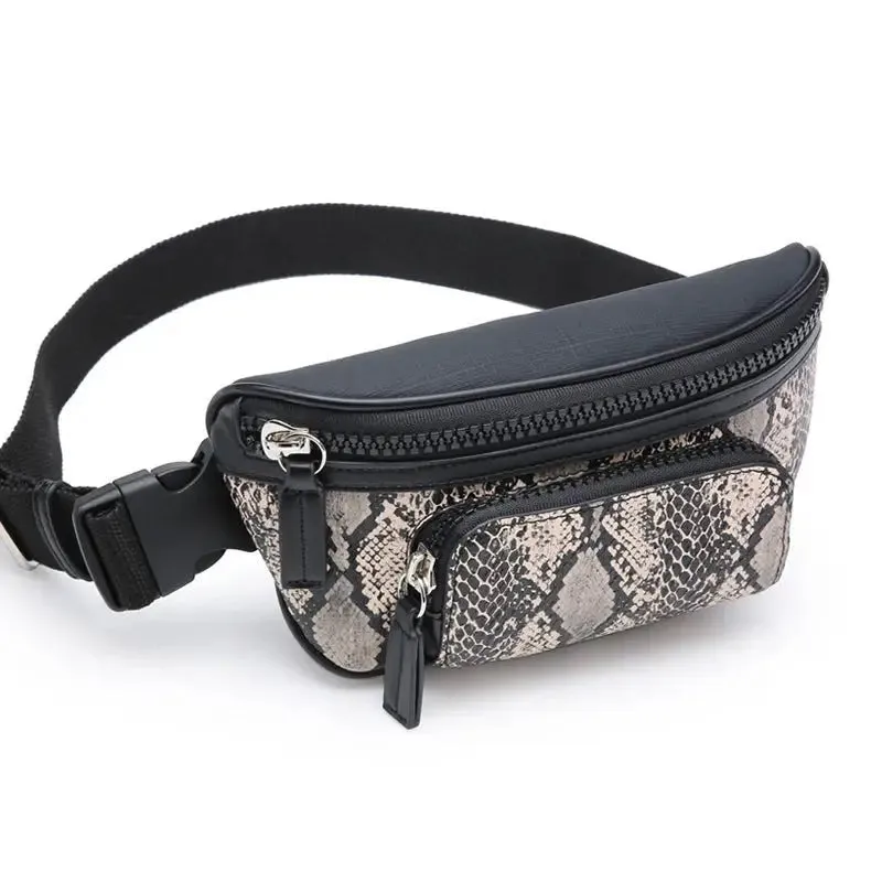 Snake Print Mini Fashion Bag with Chic Embossing - Trendy Animal Pattern