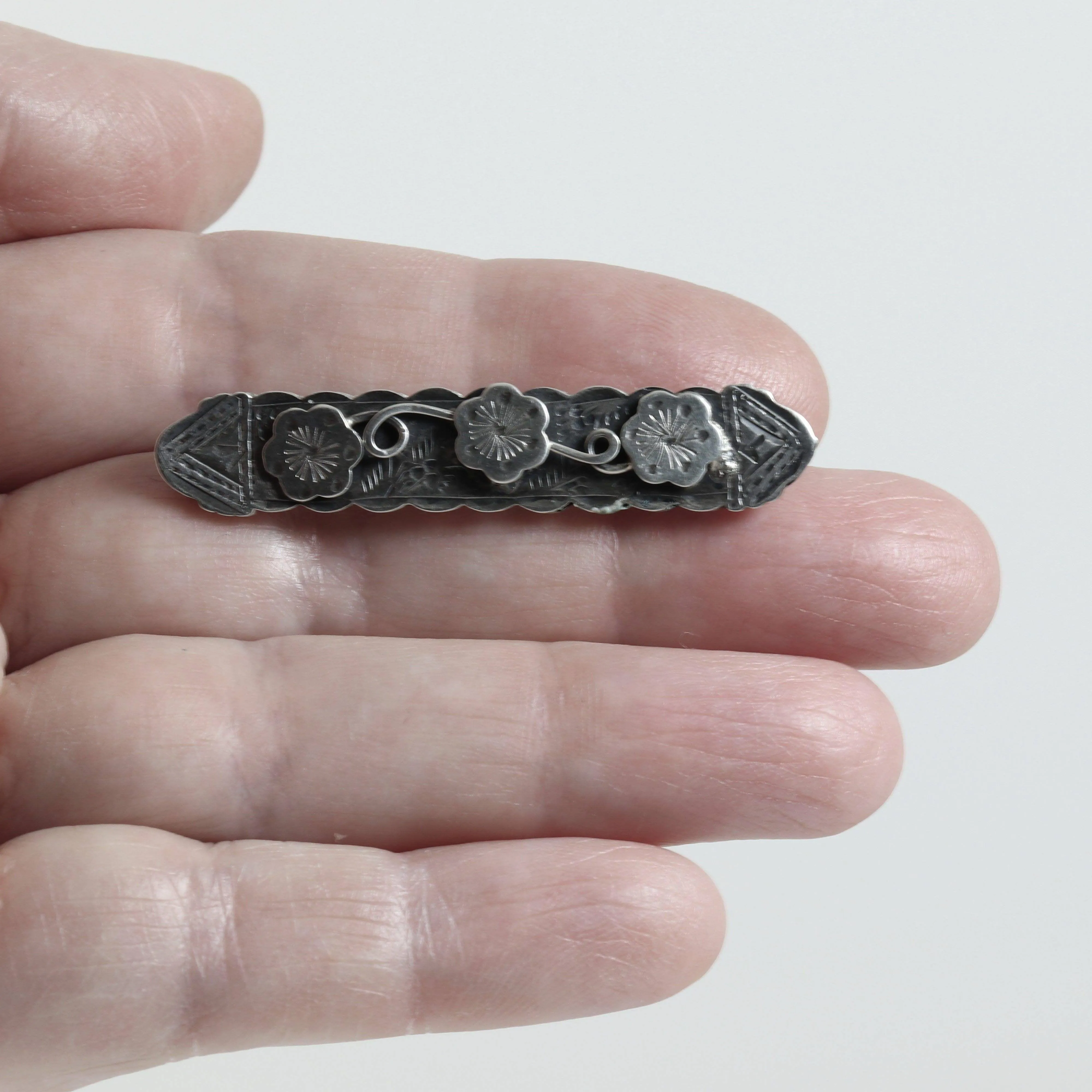 SOLD OUT: Antique English Sterling Silver Jewelry | Ornate Etched Handcrafted Pin