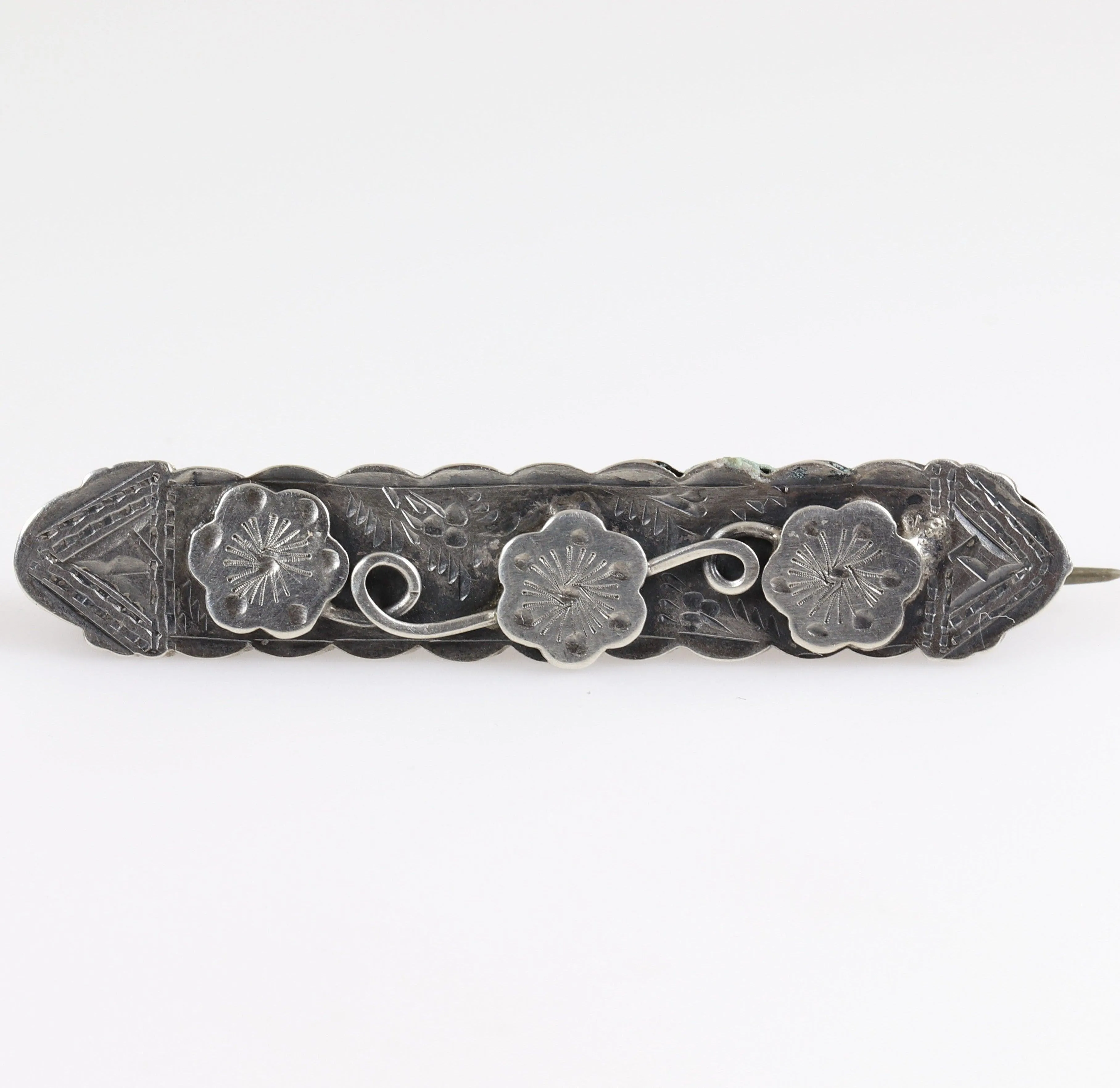 SOLD OUT: Antique English Sterling Silver Jewelry | Ornate Etched Handcrafted Pin