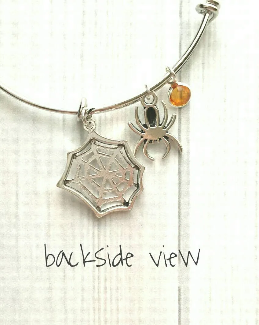 Spider Web Bracelet, spider bracelet, Halloween bracelet Halloween jewelry, spider jewelry, arachnid jewelry, silver spider bangle spiderweb