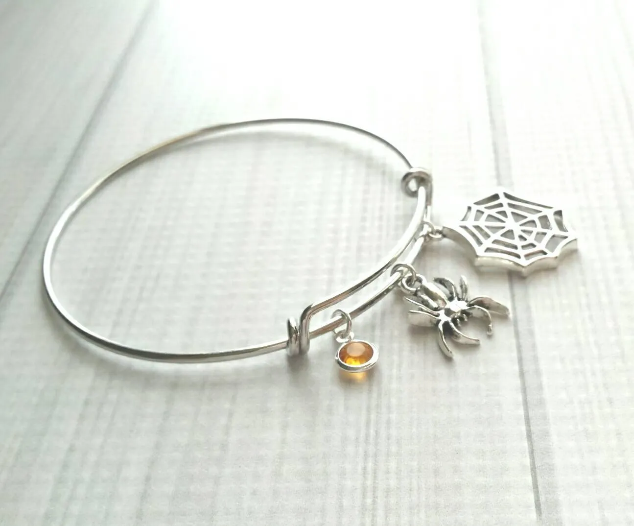 Spider Web Bracelet, spider bracelet, Halloween bracelet Halloween jewelry, spider jewelry, arachnid jewelry, silver spider bangle spiderweb