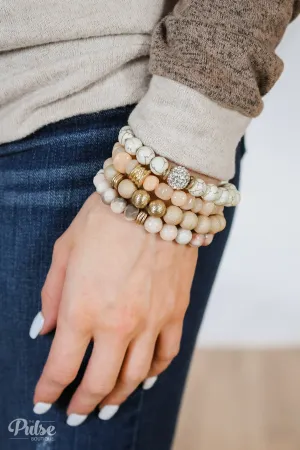 Stackable Beaded Bracelet Set- Neutral Tones