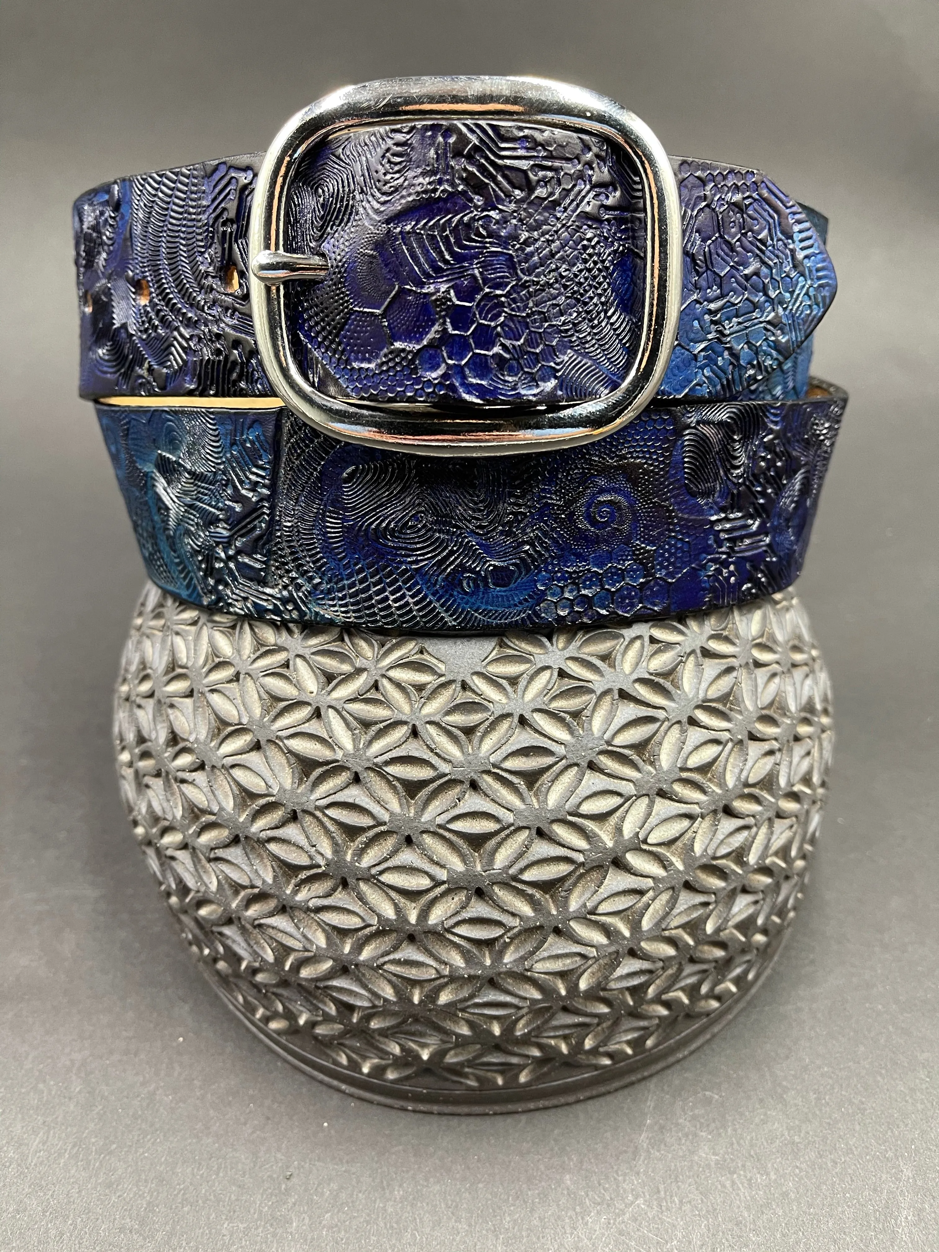 Stamped Leather Belt - Circuitry