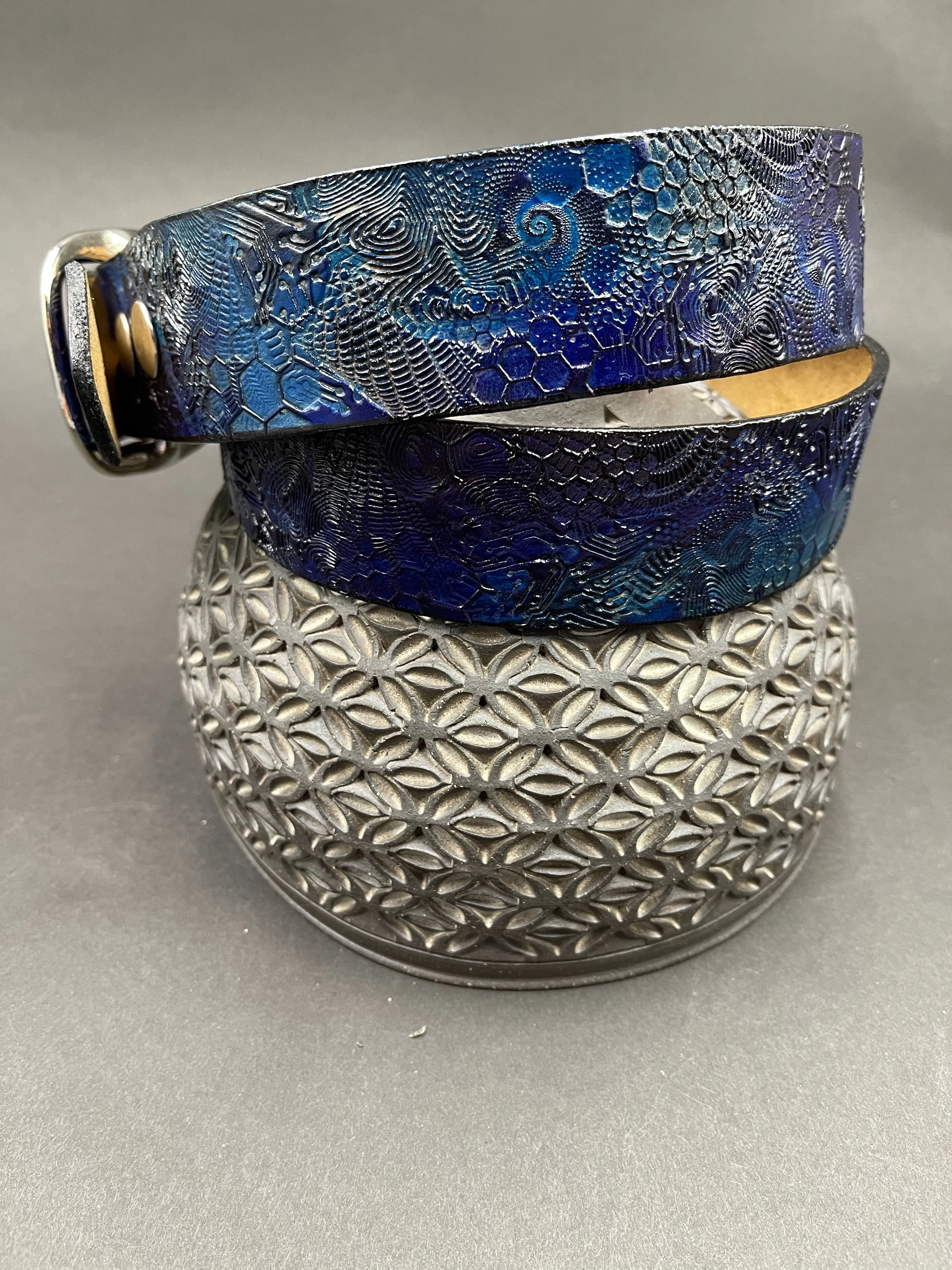 Stamped Leather Belt - Circuitry