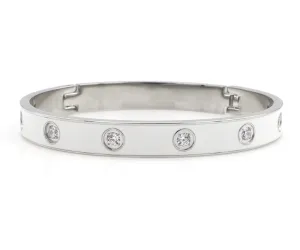 Star Spangle White Enamel Stainless Steel Bangle Bracelet
