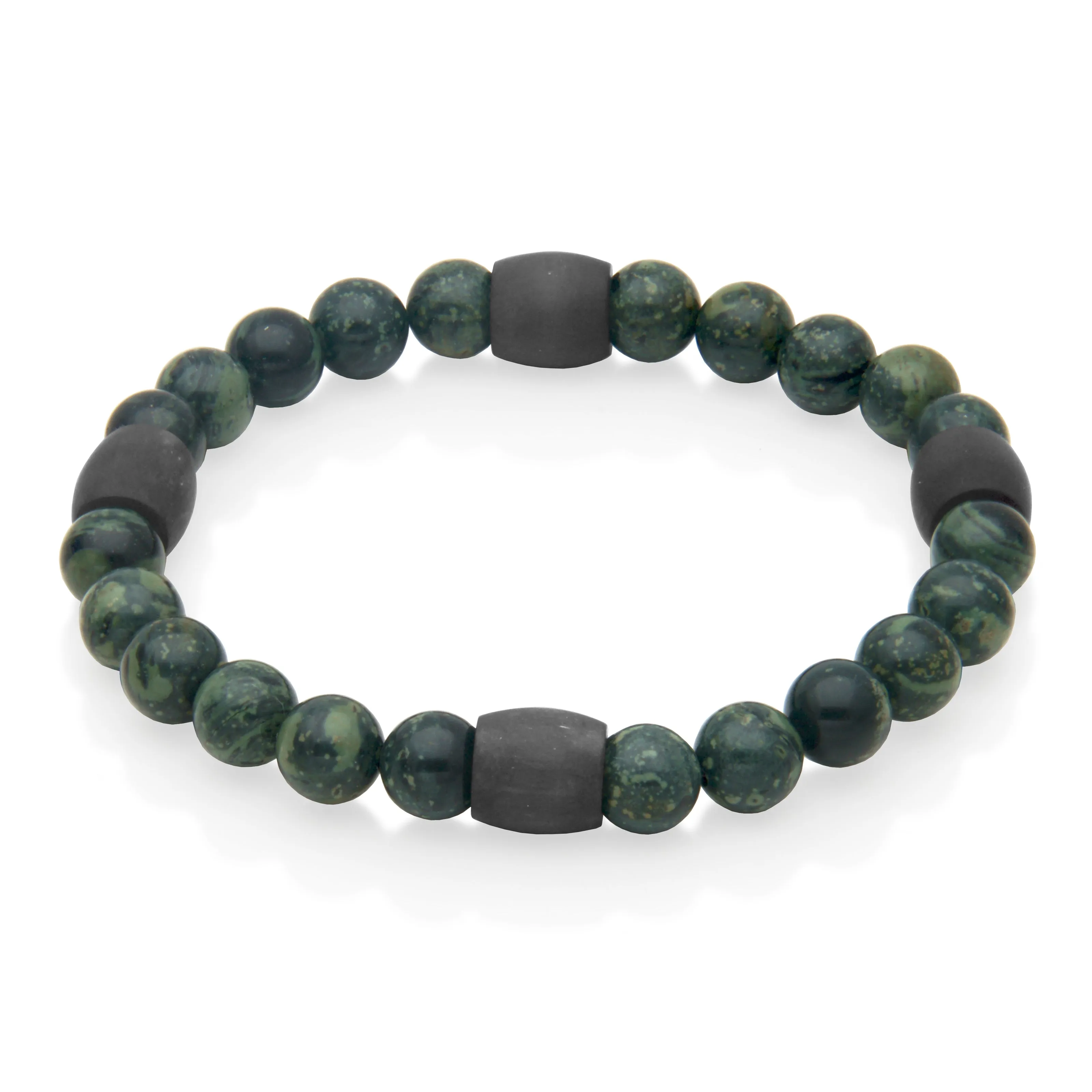 Steelx (8mm) Kambaba Jasper and Carbon Fiber Beaded Stretch Bracelet