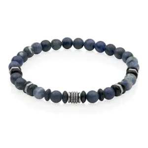 Steelx Sodalite Beads and Stainless Steel Stretch Bracelet