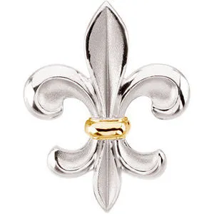 Sterling Silver & 14k Yellow Gold Fleur-de-lis Brooch