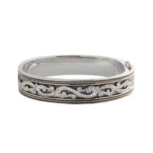 Sterling Silver & 18k Yellow Gold Diamond Bangle