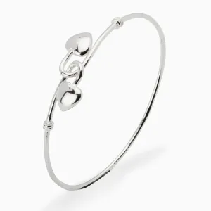 Sterling Silver Baby 2 Heart Bracelet Bangle by Krysaliis