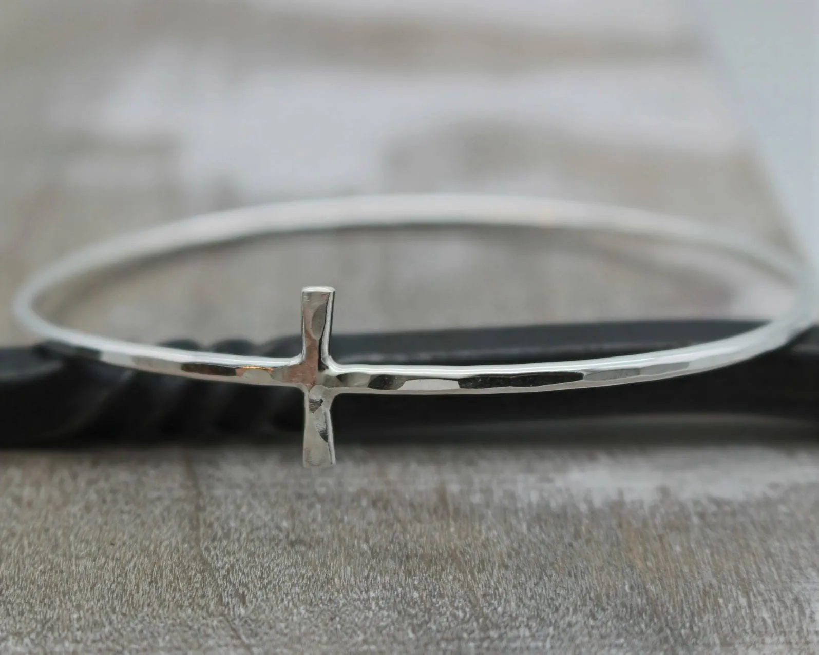 Sterling Silver Cross Bangle