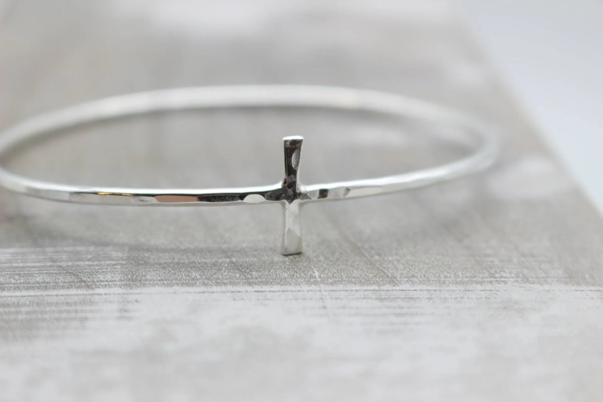 Sterling Silver Cross Bangle