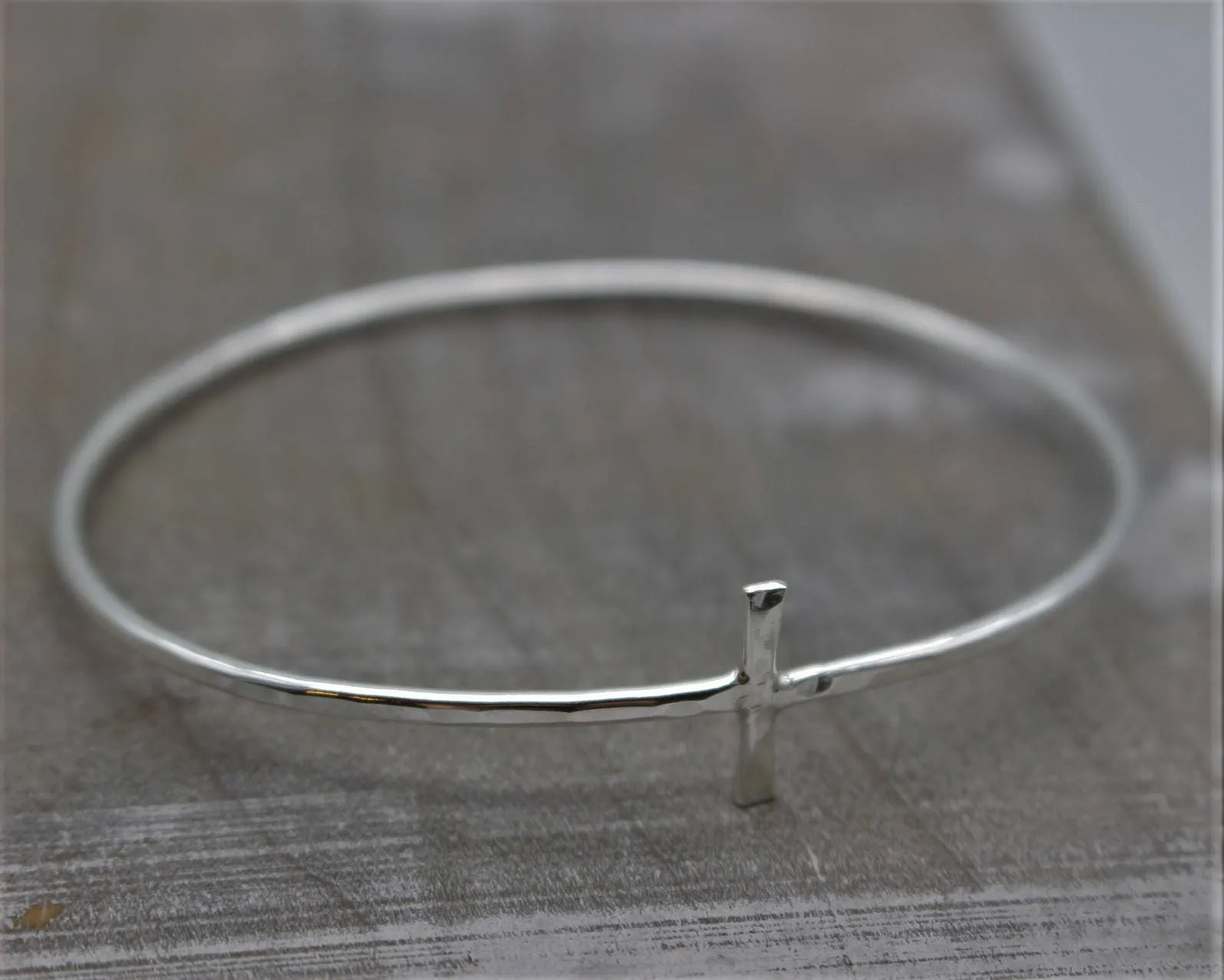 Sterling Silver Cross Bangle