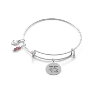 Sterling Silver Moon and Back Charm Bangle
