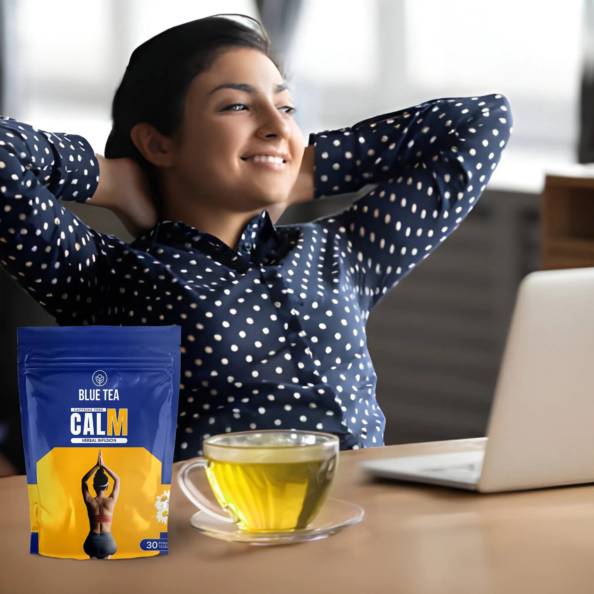 Stress Relief Calm Herbal Infusion - 30 Tea Bags | For Migraine, Stress