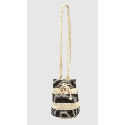 Stripe Bucket Bag - Black