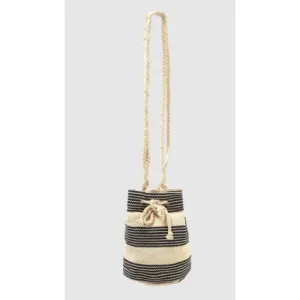 Stripe Bucket Bag - Black