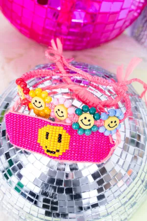 Sunny Smiles Fuchsia Cord Bracelet Set
