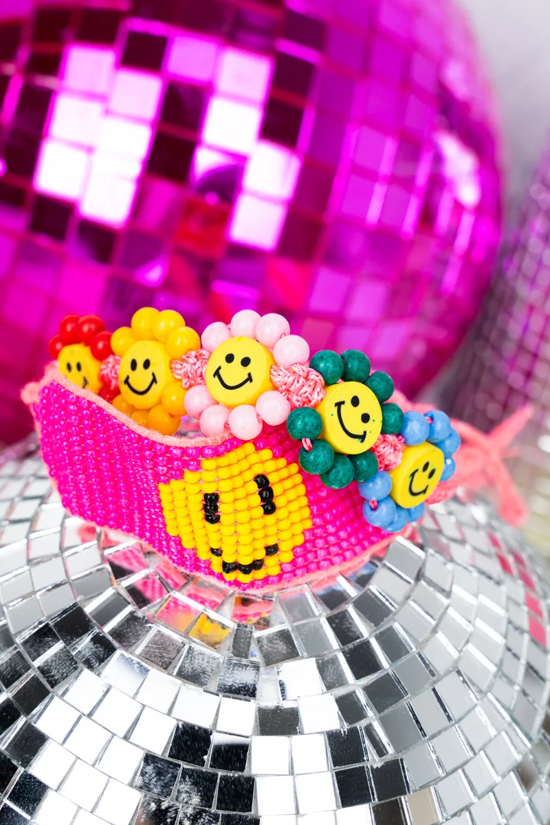 Sunny Smiles Fuchsia Cord Bracelet Set