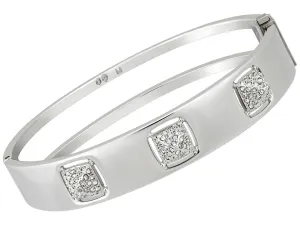 Swarovski Tactic Rhodium Plated Stainless Steel 5033035 Crystal Pavé Hinge Bangle for Women Medium