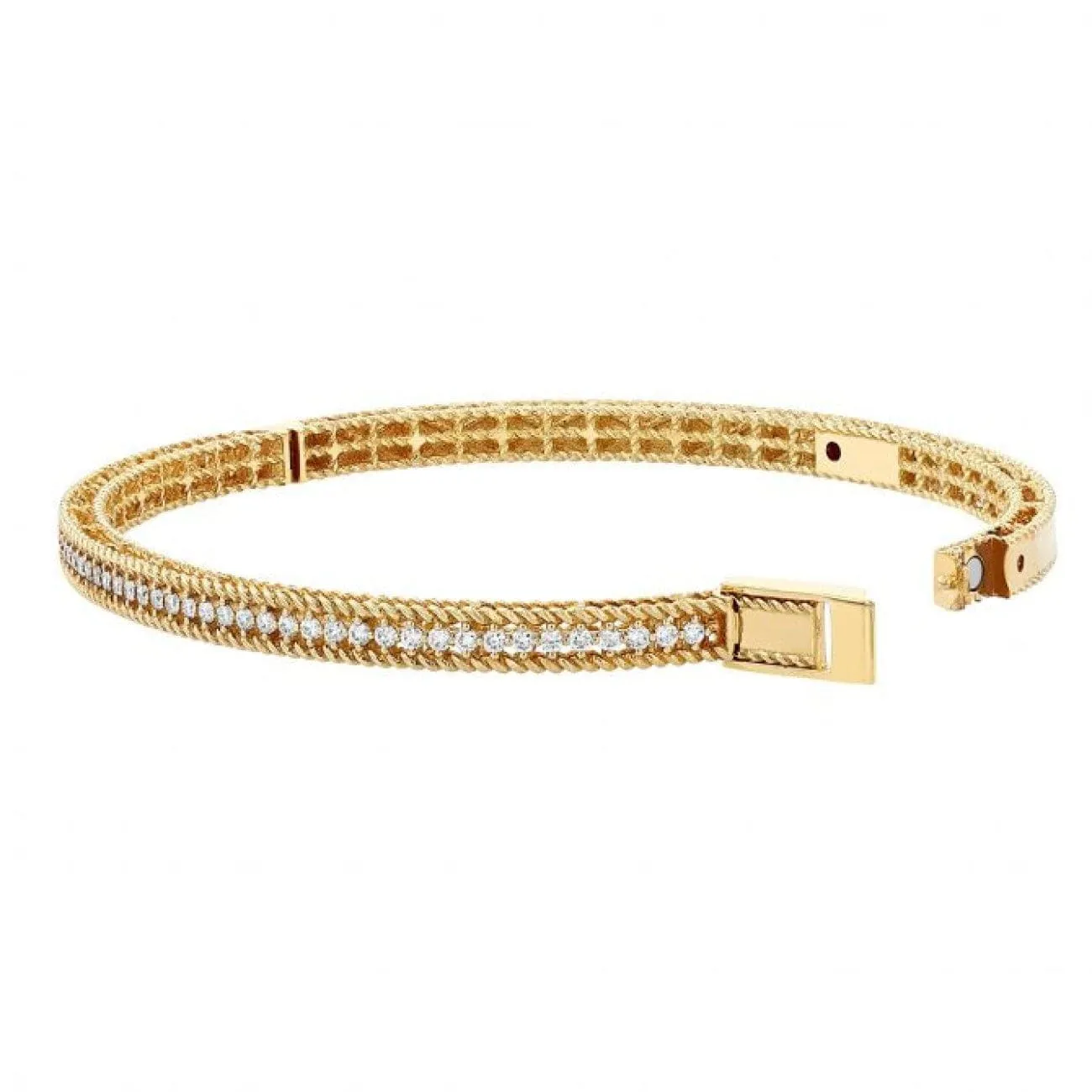 Symphony Princess Yellow Gold & Diamond Oval Bangle Bracelet