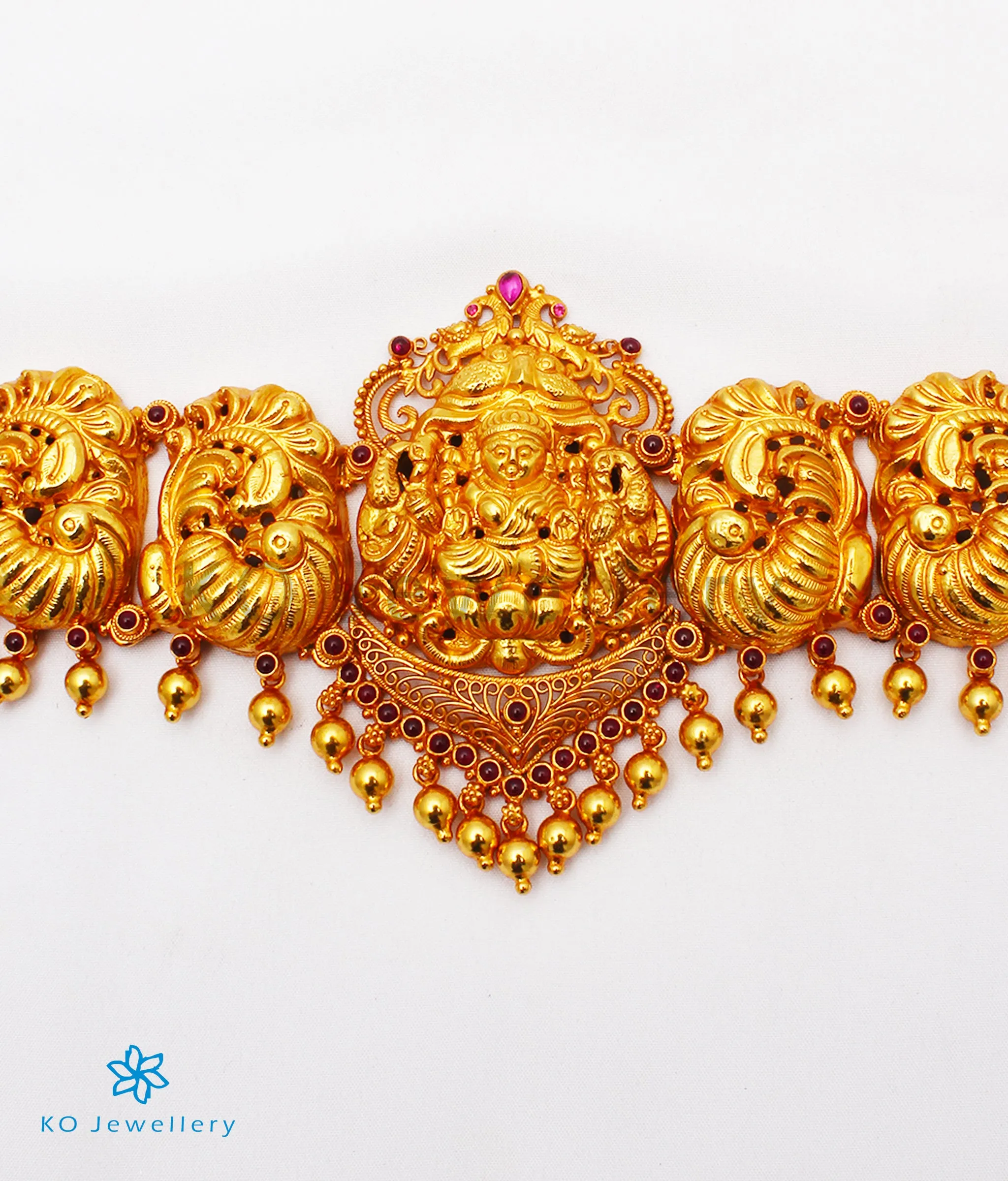 The Preksha Silver Peacock Oddiyanam (Waist belt with tassle)