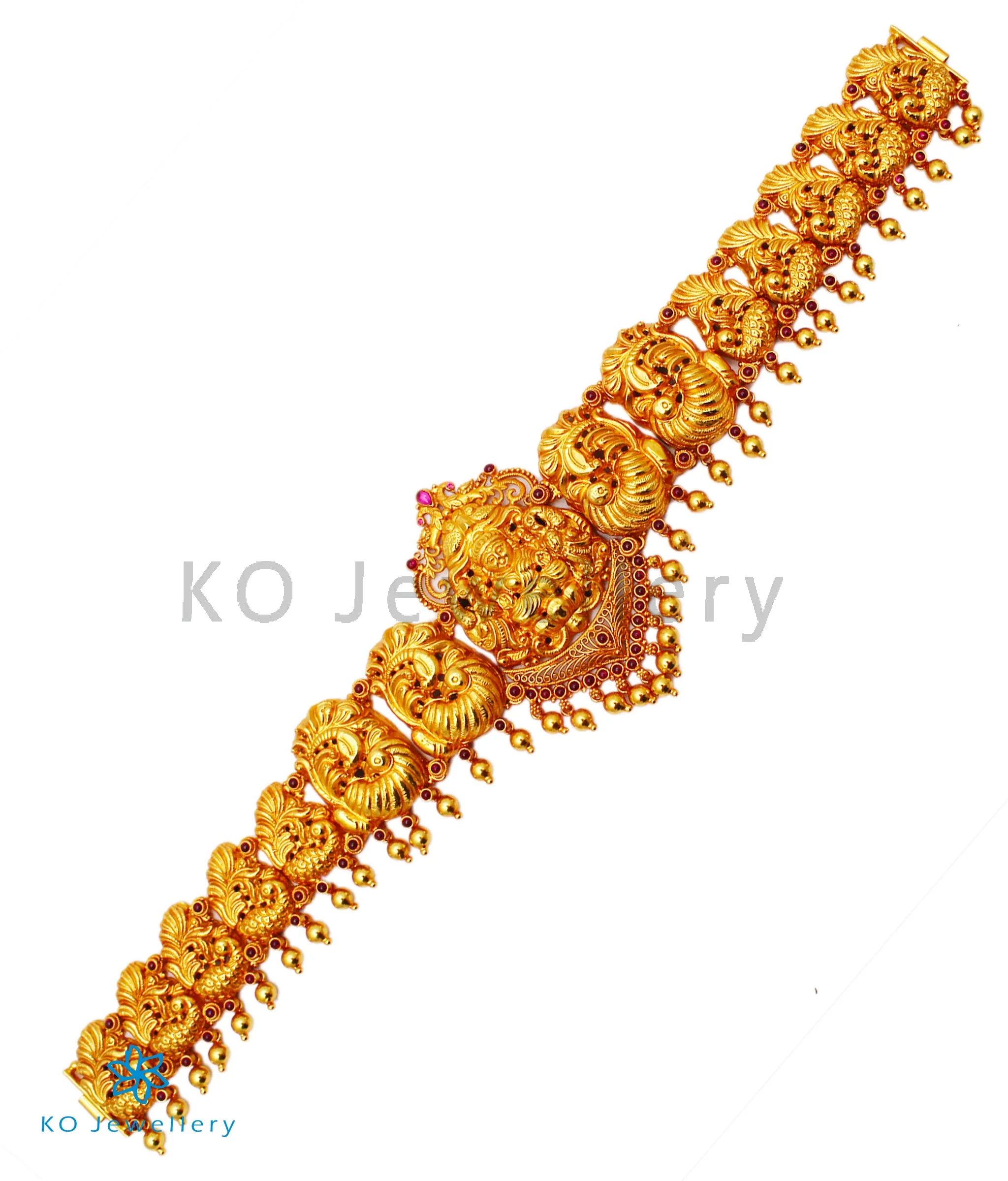 The Preksha Silver Peacock Oddiyanam (Waist belt with tassle)