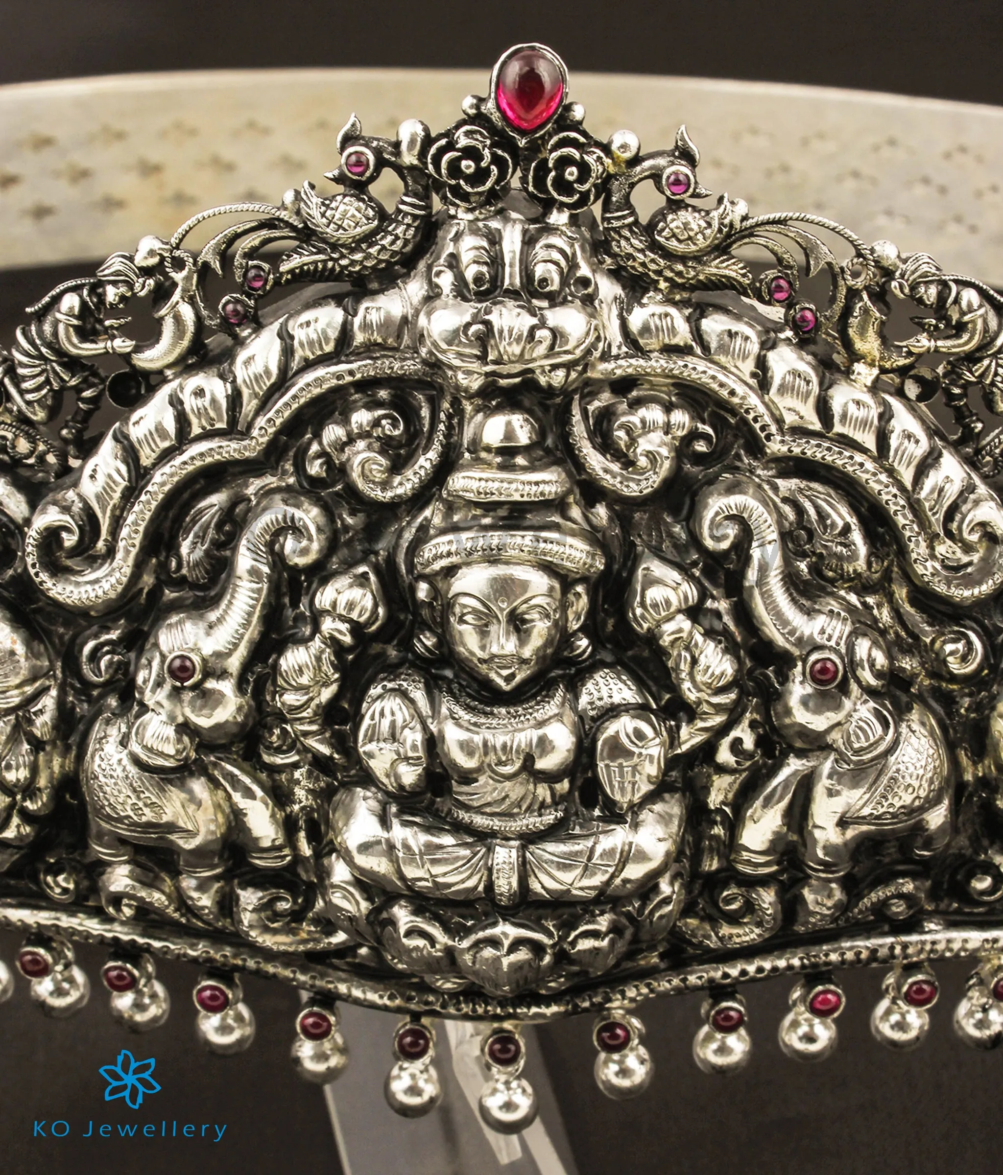 The Rudrani Lakshmi Silver Peacock Oddiyanam (Oxidised/Waist belt)