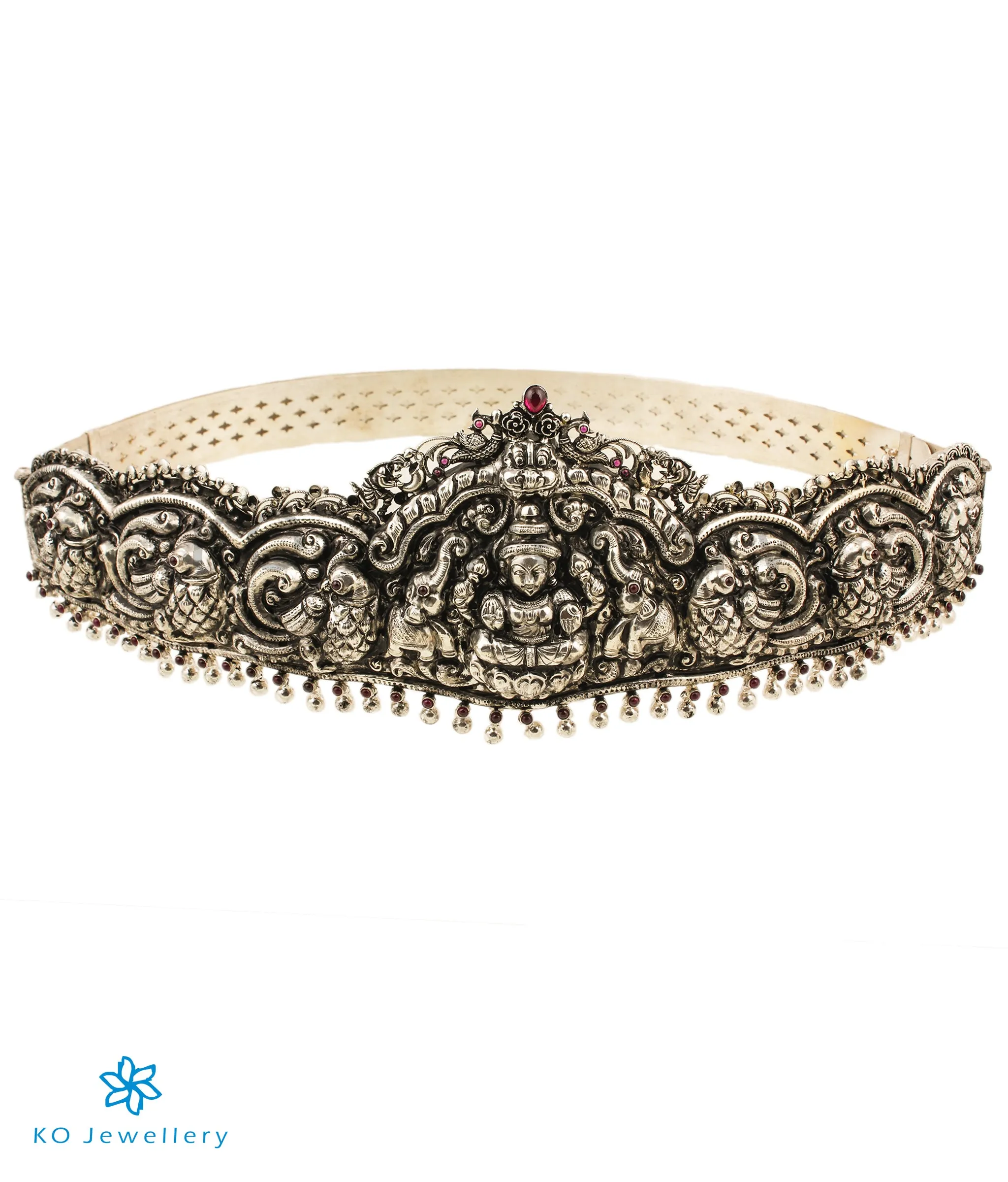 The Rudrani Lakshmi Silver Peacock Oddiyanam (Oxidised/Waist belt)