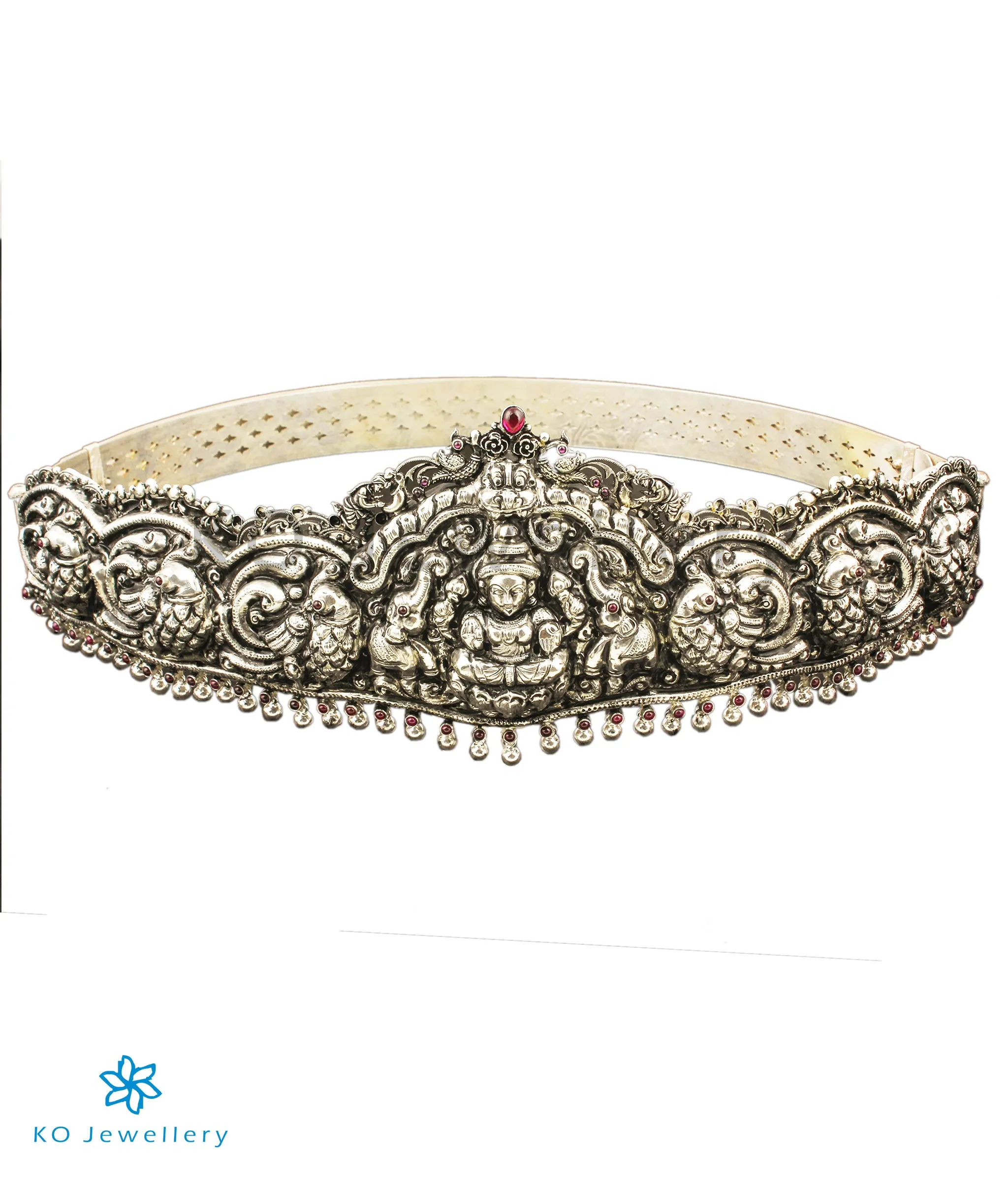The Rudrani Lakshmi Silver Peacock Oddiyanam (Oxidised/Waist belt)