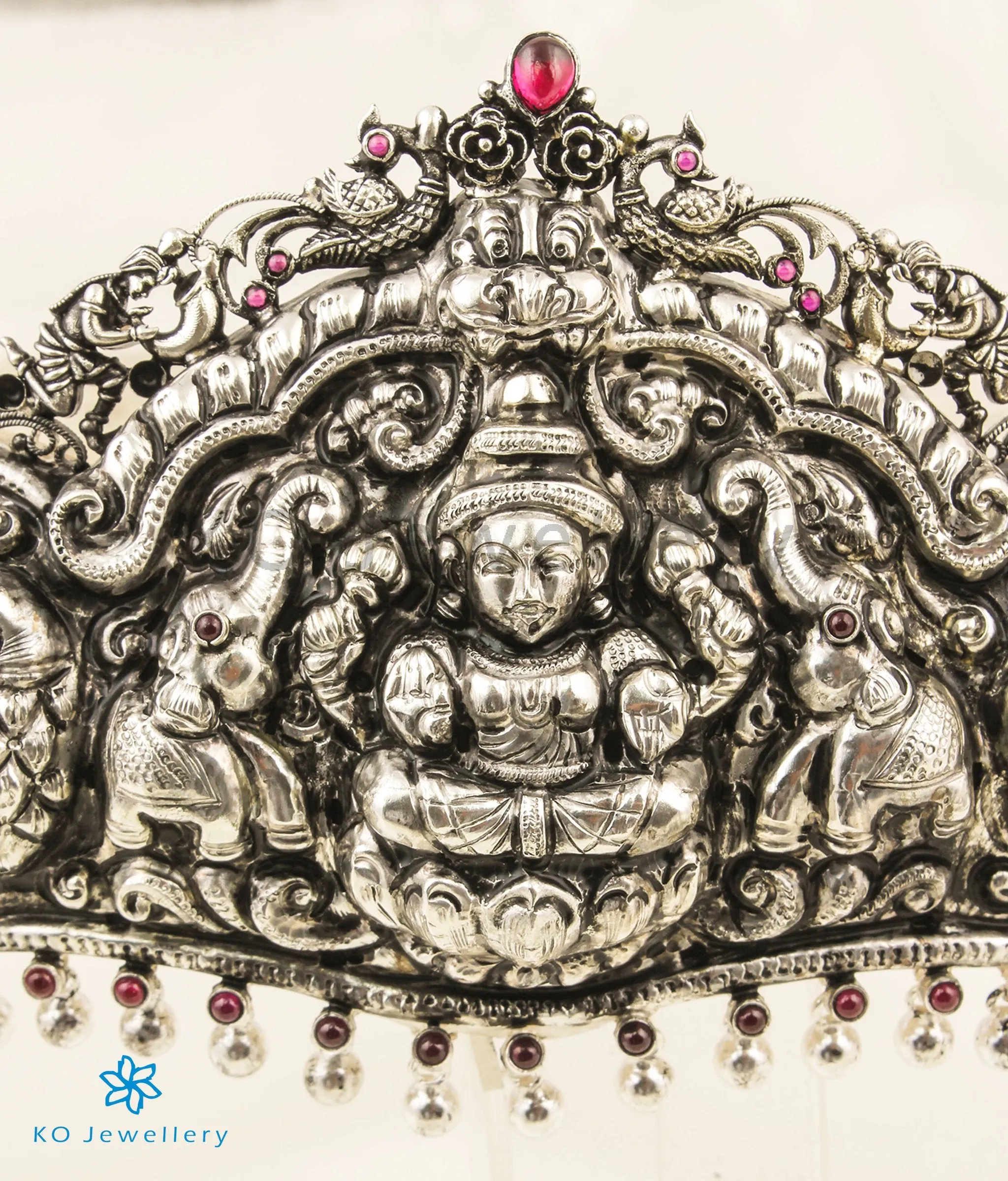The Rudrani Lakshmi Silver Peacock Oddiyanam (Oxidised/Waist belt)