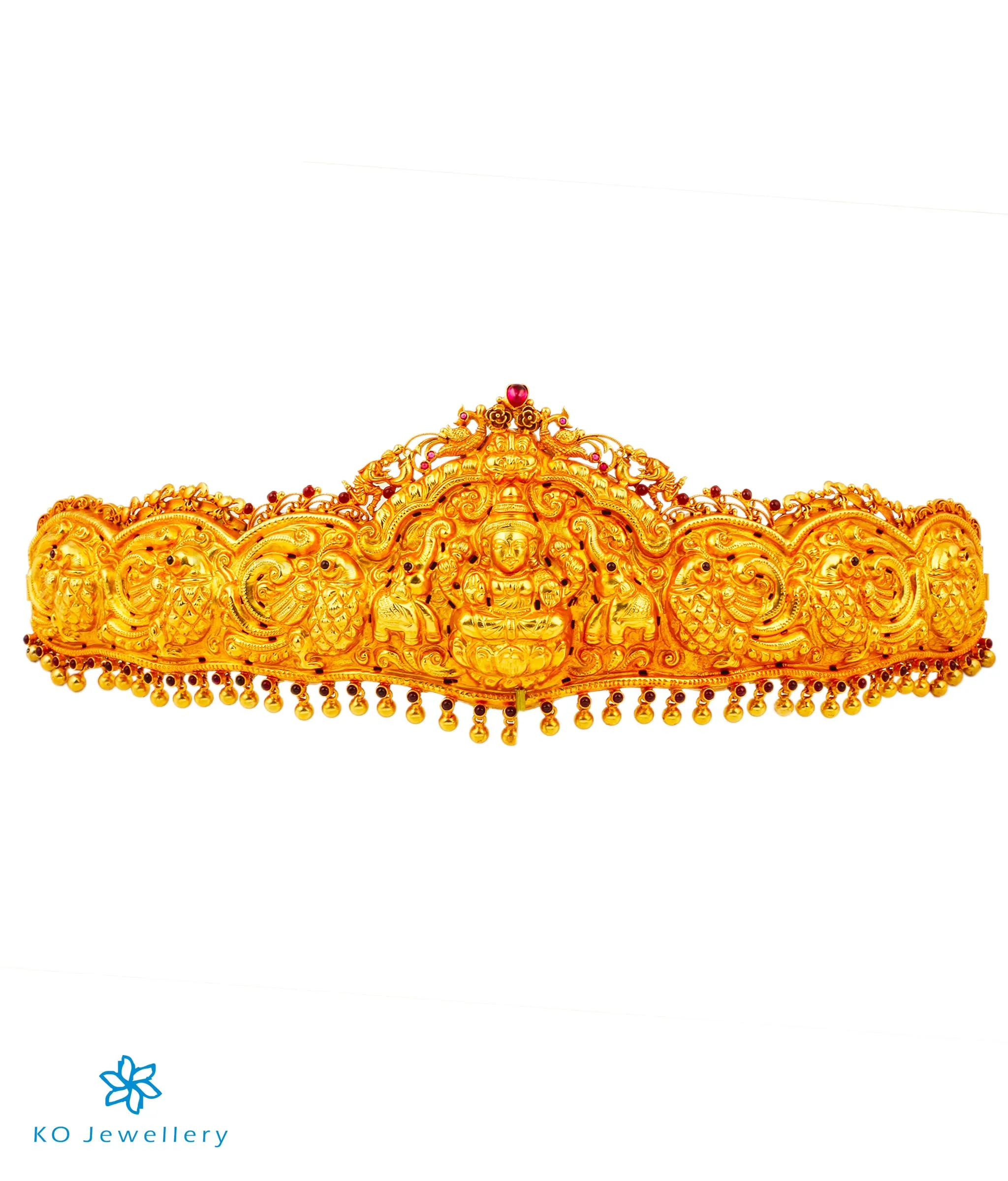 The Rudrani Lakshmi Silver Peacock Oddiyanam (Waist belt)