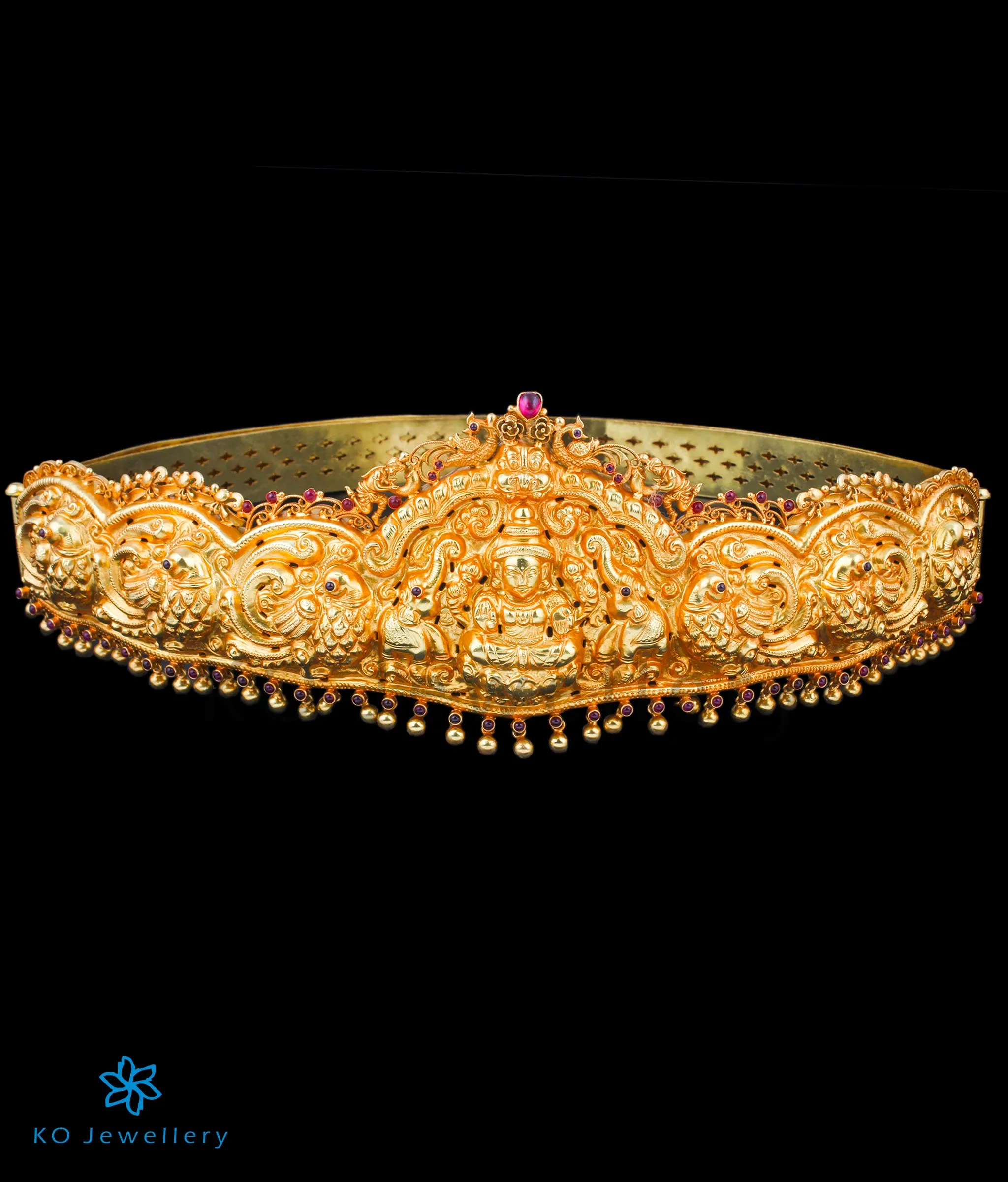 The Rudrani Lakshmi Silver Peacock Oddiyanam (Waist belt)