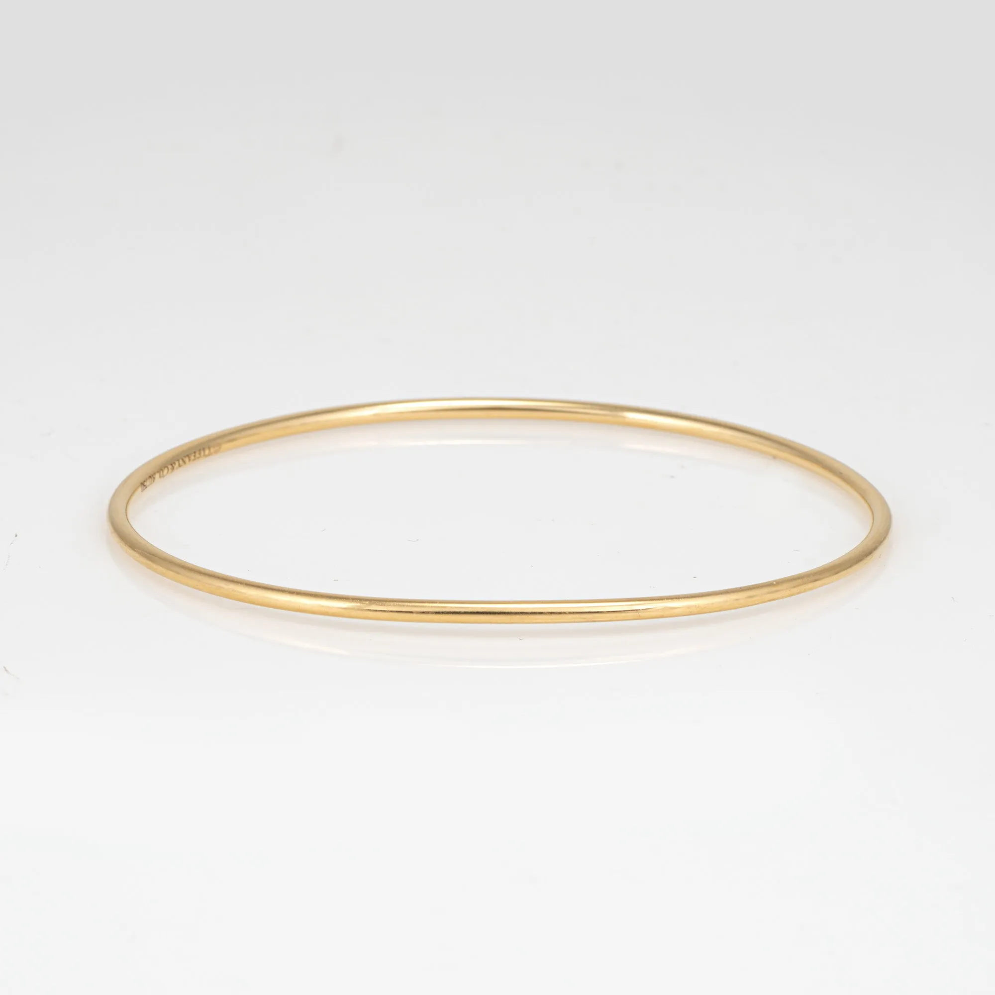 Tiffany & Co 2mm Wire Bangle Bracelet Estate 18k Yellow Gold Fine Signed Jewelry