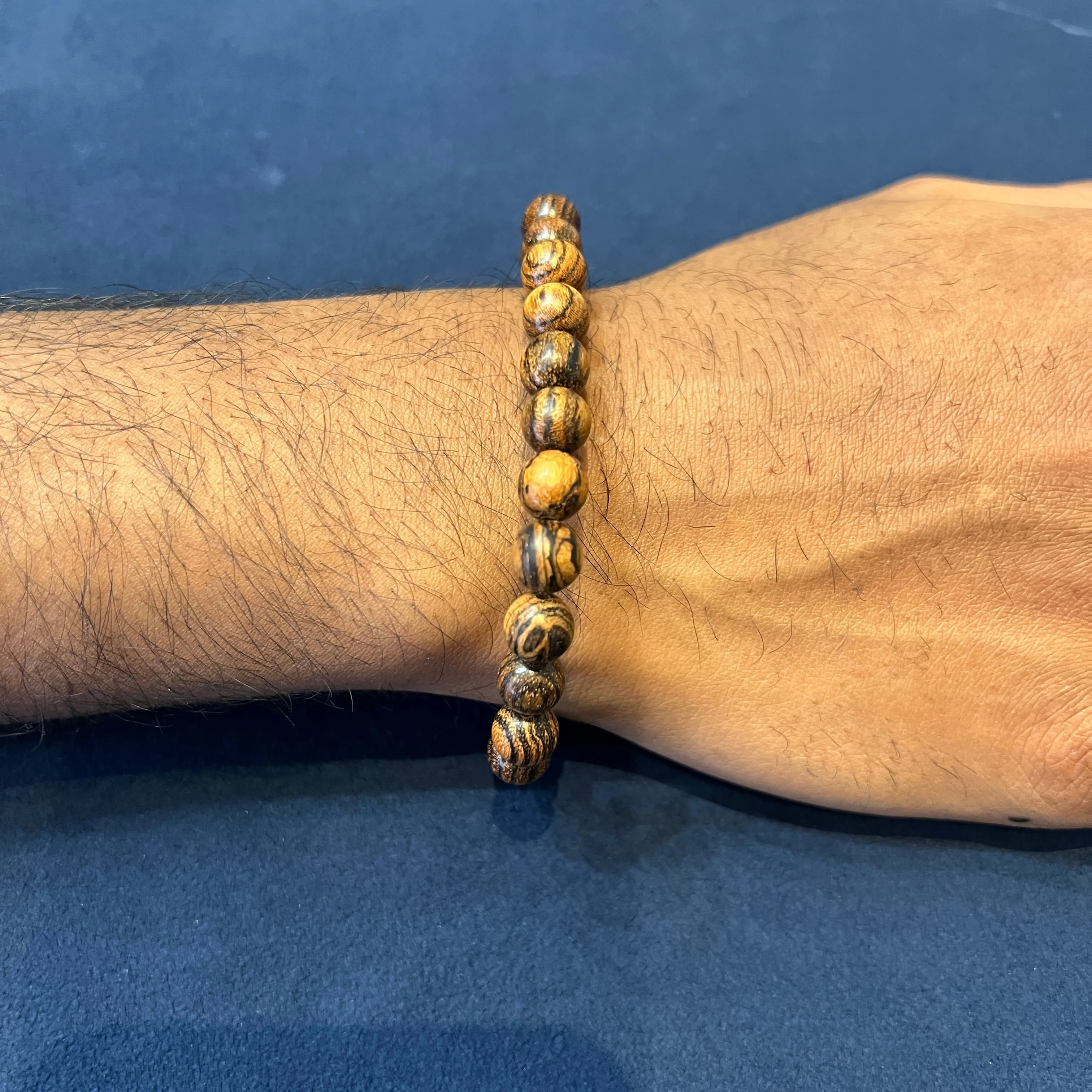 Tiger Wood (8.5mm) Beaded Bracelet