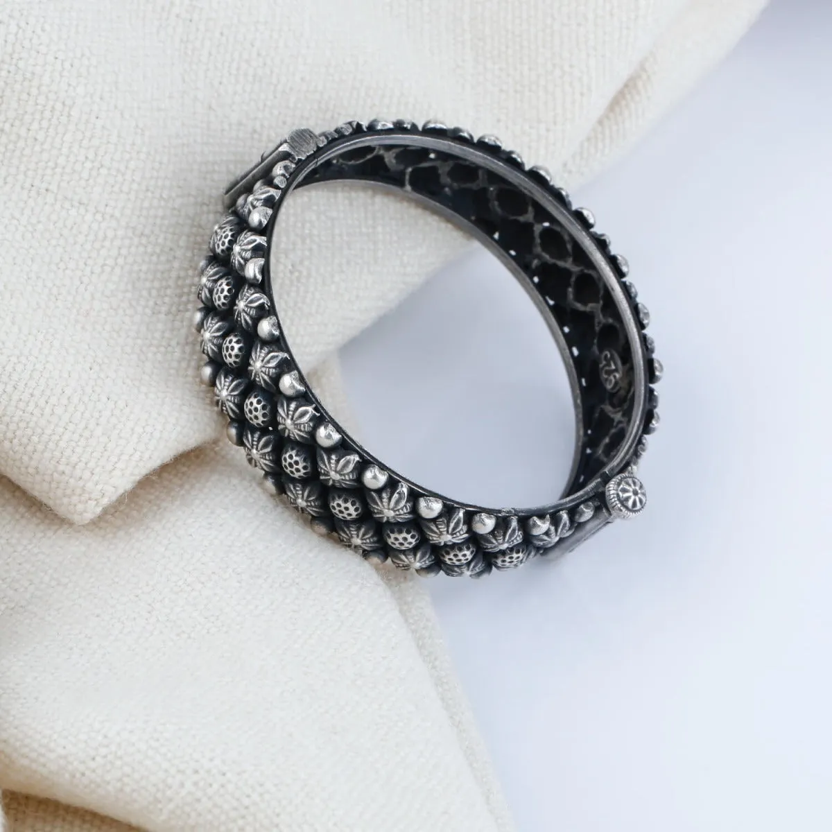 Traditional oxidized silver bangle
