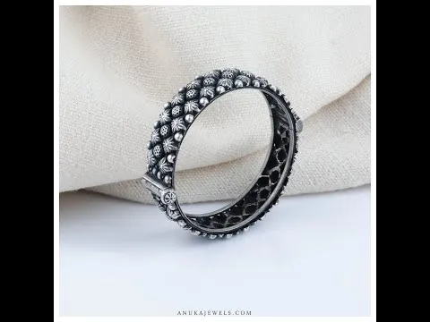 Traditional oxidized silver bangle