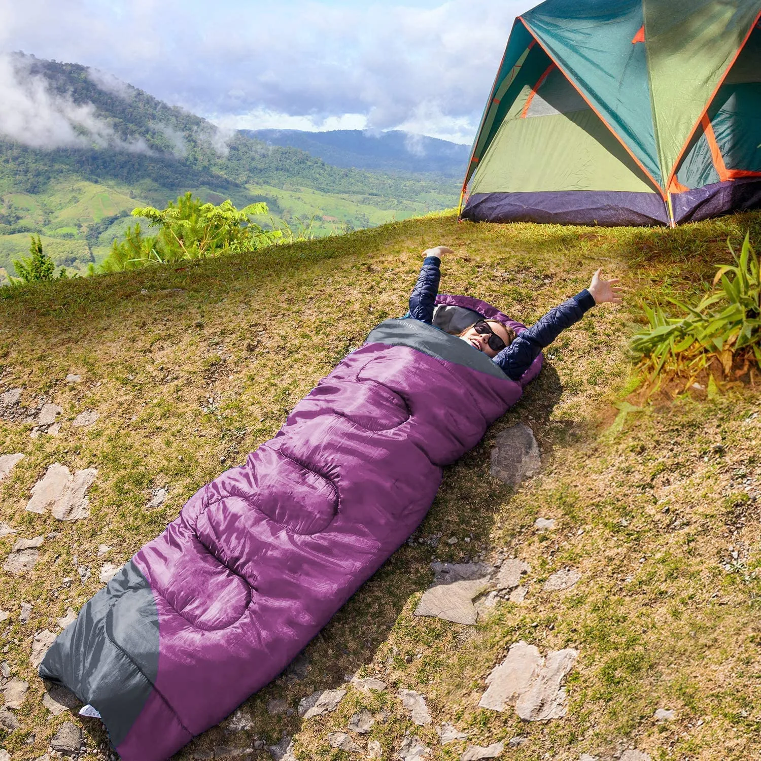 tuphen- Sleeping Bags for Adults Kids Boys Girls Backpacking Hiking Camping Microfiber Liner, Cold Warm Weather 4 Seasons Winter, Fall, Spring, Summer, Indoor Outdoor Use, Lightweight & Waterproof