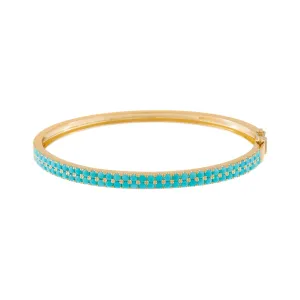 Turquoise Double Row Bangle 14K