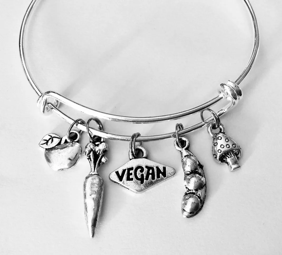 Vegan Expandable Adustable Silver Wire Bangle Bracelet Vegetable jewelry gift jewelry