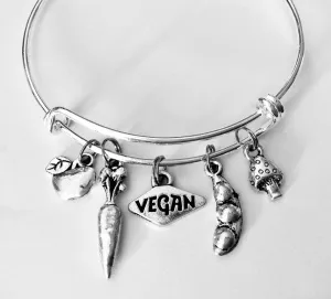 Vegan Expandable Adustable Silver Wire Bangle Bracelet Vegetable jewelry gift jewelry